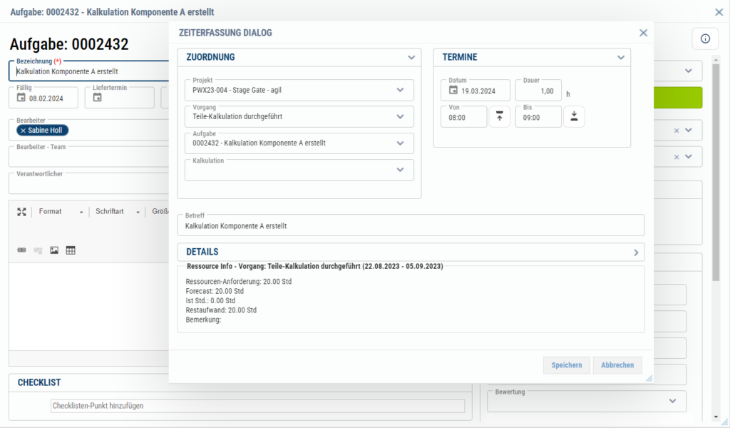 Aufgabenmanagement mit integrierter Zeiterfassung