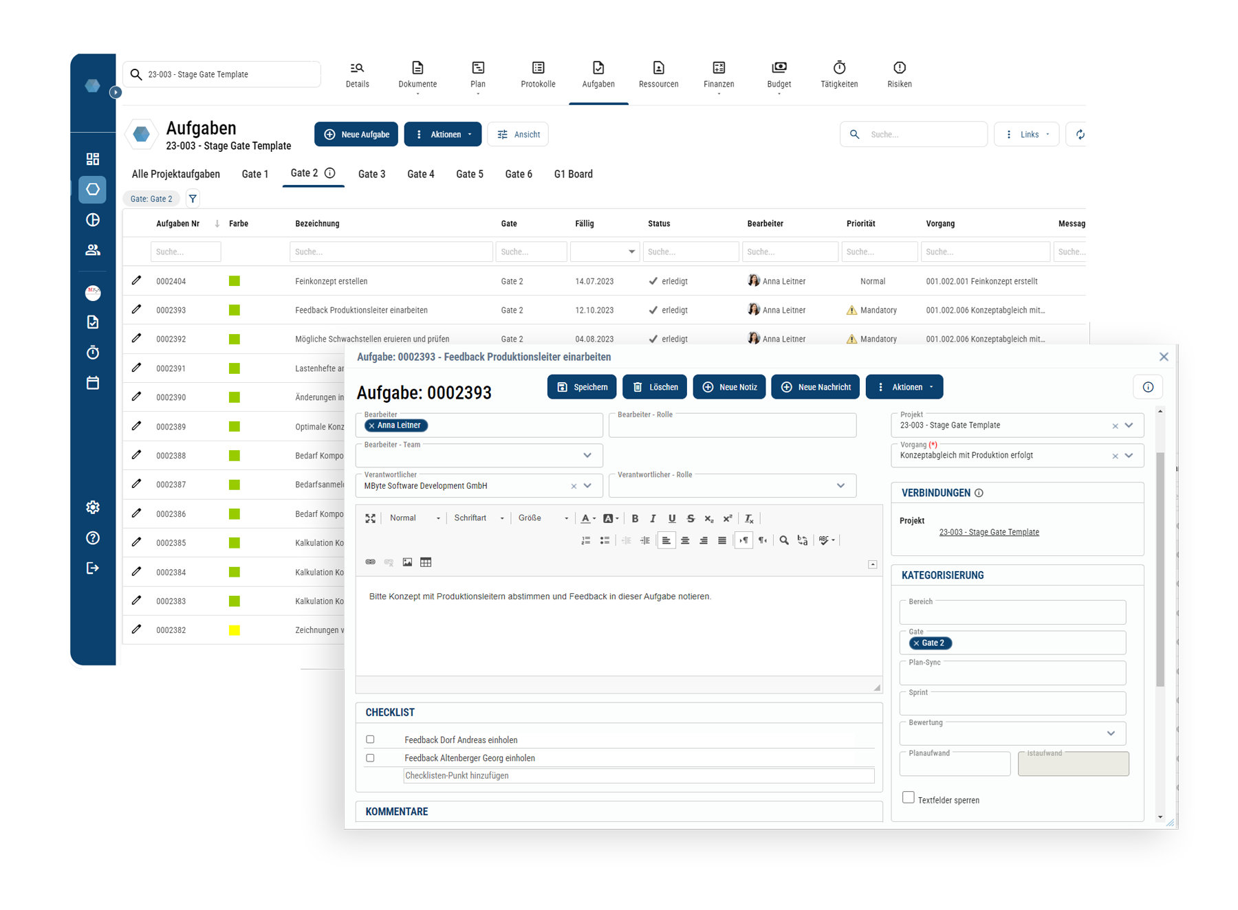 Aufgabenverwaltung Projektmanagement