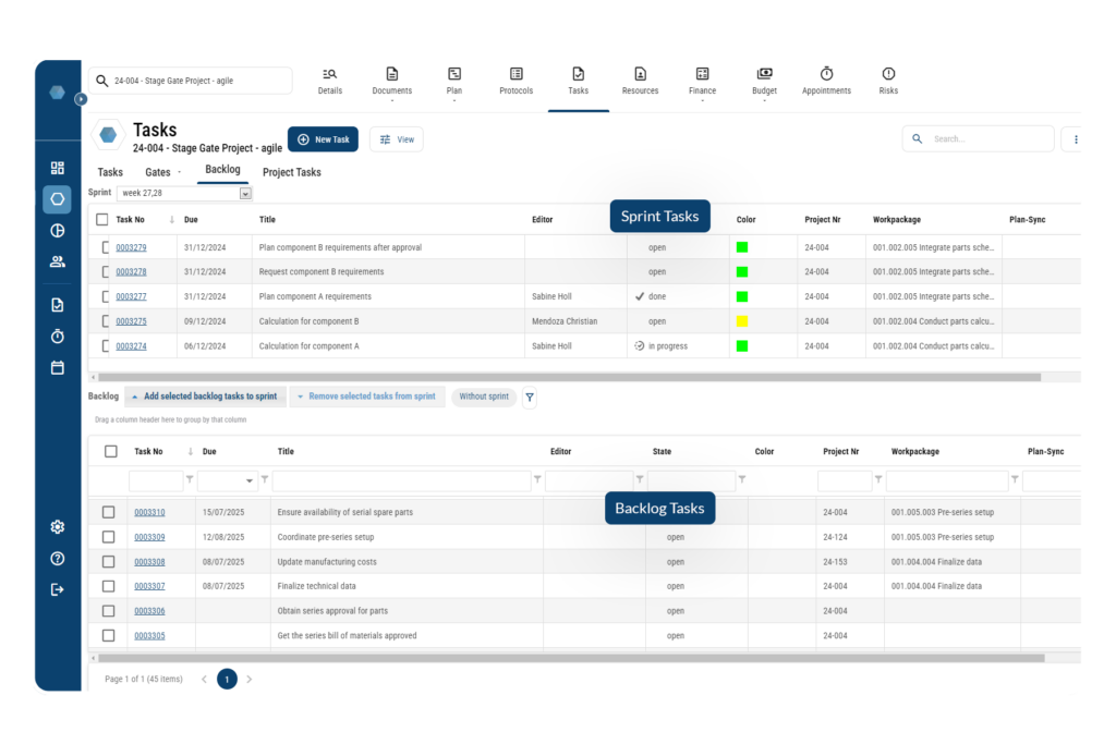 Task Management with Sprint and Backlog View