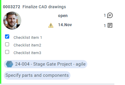 Task with Checklists in Kanban Card