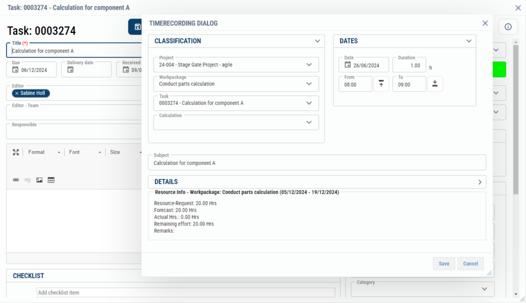 Task Management and Time recording