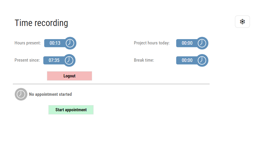 Time recording system - Stopwatch in the Dashboard