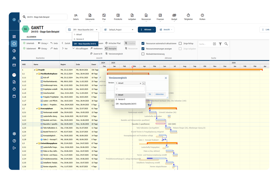 Projektsteuerung-Change-Request-Szenario-Versionsvergleich