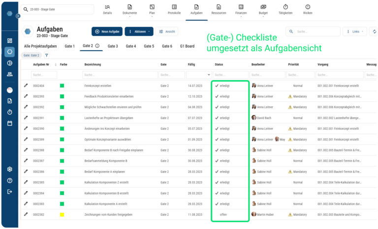 Von der Projekt Checkliste zur Steuerung mit Qualitätskontrolle